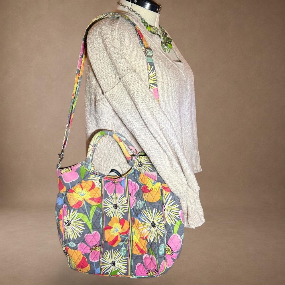 Vera Bradley Jazzy Blooms Convertible Tote Crossbody Bag Floral Quilted Cotton